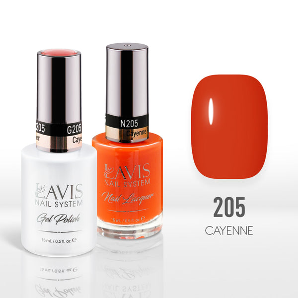 Lavis Gel Nail Polish Duo - 205 Orange Colors - Cayenne Pepper by LAVIS NAILS sold by DTK Nail Supply