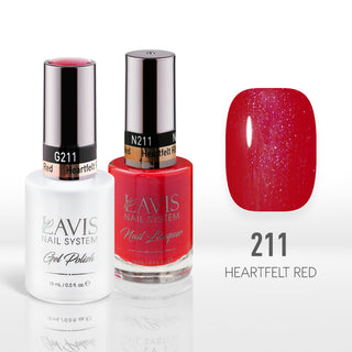  Lavis Gel Nail Polish Duo - 211 Shimmer, Red Colors - Heartfelt Red by LAVIS NAILS sold by DTK Nail Supply