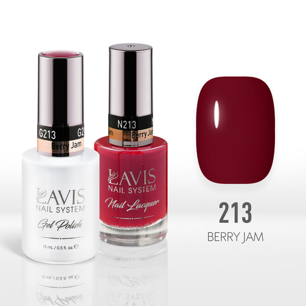 Lavis Gel Nail Polish Duo - 213 Crimson Colors - Berry Jam by LAVIS NAILS sold by DTK Nail Supply