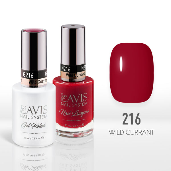 Lavis Gel Nail Polish Duo - 216 Crimson Colors - Wild Currant by LAVIS NAILS sold by DTK Nail Supply