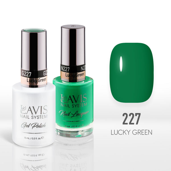 Lavis Gel Nail Polish Duo - 227 Green Colors - Lucky Green by LAVIS NAILS sold by DTK Nail Supply
