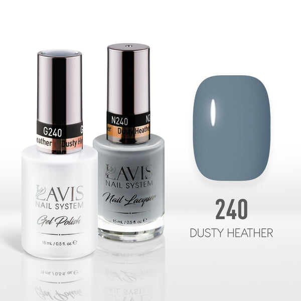 Lavis Gel Nail Polish Duo - 240 Gray Colors - Dusty Heather by LAVIS NAILS sold by DTK Nail Supply