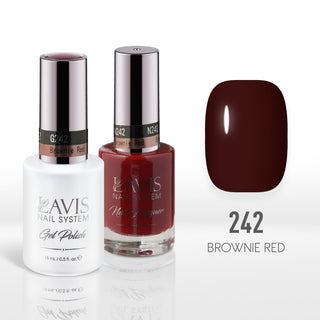 Lavis Gel Nail Polish Duo - 242 Brown Colors - Brownie Red by LAVIS NAILS sold by DTK Nail Supply