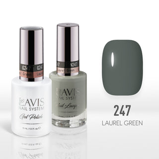 Lavis Gel Nail Polish Duo - 247 Moss, Gray Colors - Laurel Green