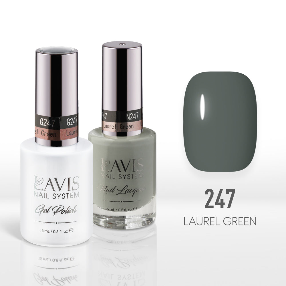  Lavis Gel Nail Polish Duo - 247 Moss, Gray Colors - Laurel Green by LAVIS NAILS sold by DTK Nail Supply