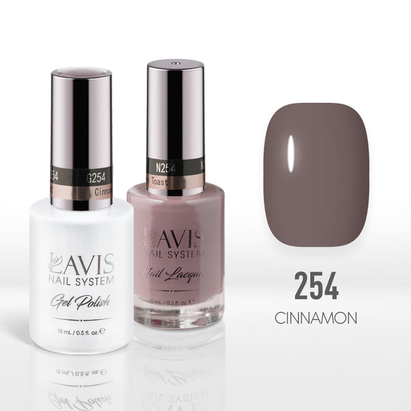 Lavis Gel Nail Polish Duo - 254 Taupe Colors - Cinnamon Toast by LAVIS NAILS sold by DTK Nail Supply