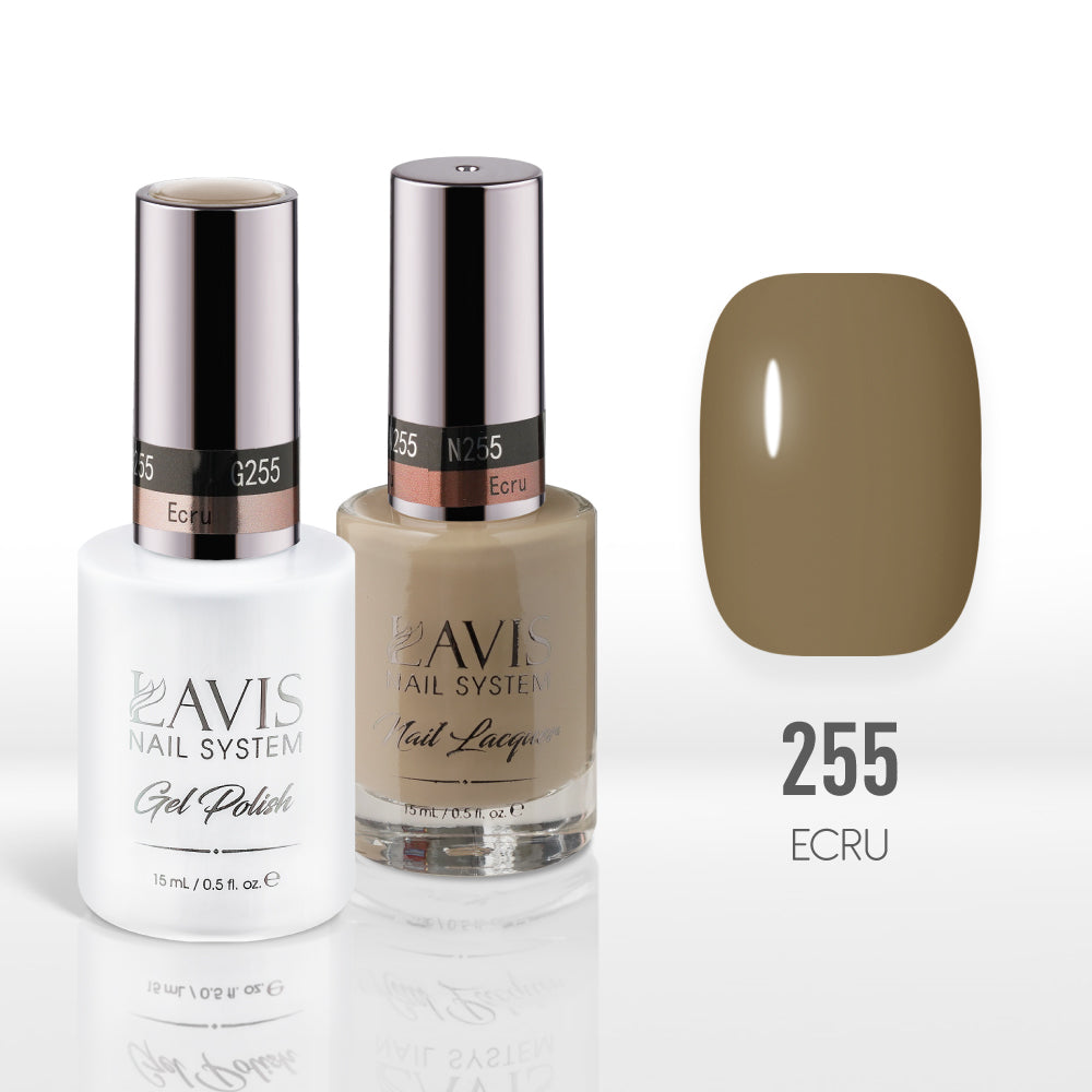 Lavis Gel Nail Polish Duo - 255 Yellow Colors - Ecru by LAVIS NAILS sold by DTK Nail Supply