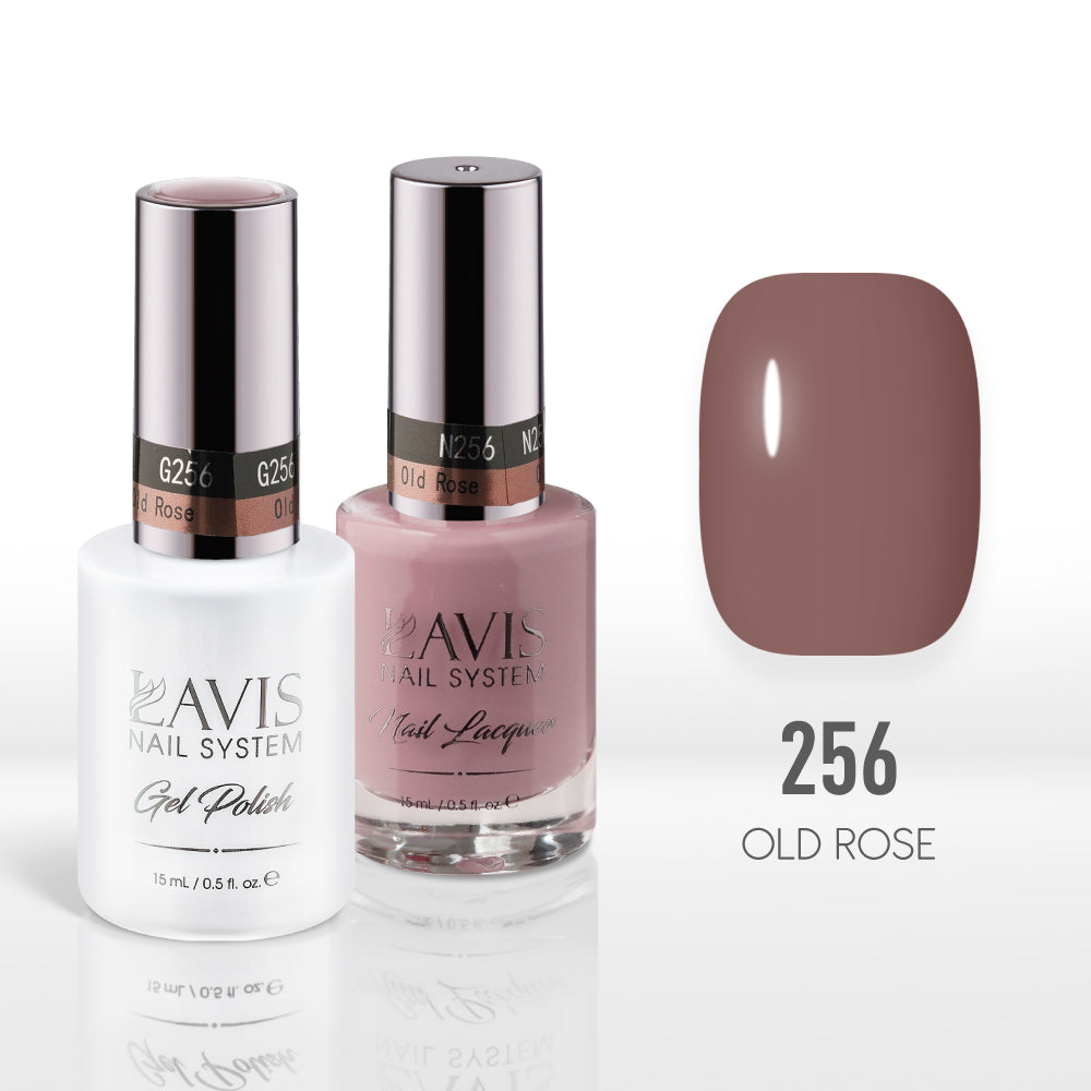 Lavis Gel Nail Polish Duo - 256 Vintage Rose Colors - Old Rose by LAVIS NAILS sold by DTK Nail Supply