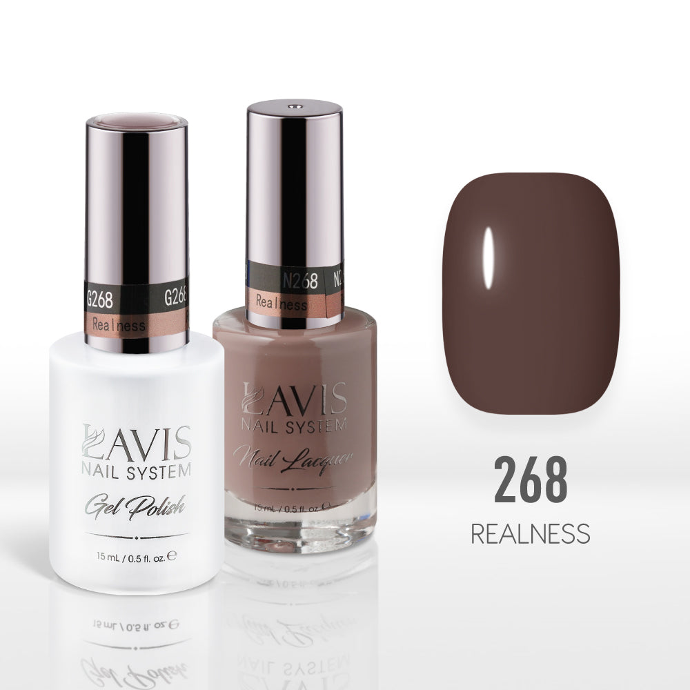 Lavis Gel Nail Polish Duo - 268 Brown Colors - Realness by LAVIS NAILS sold by DTK Nail Supply