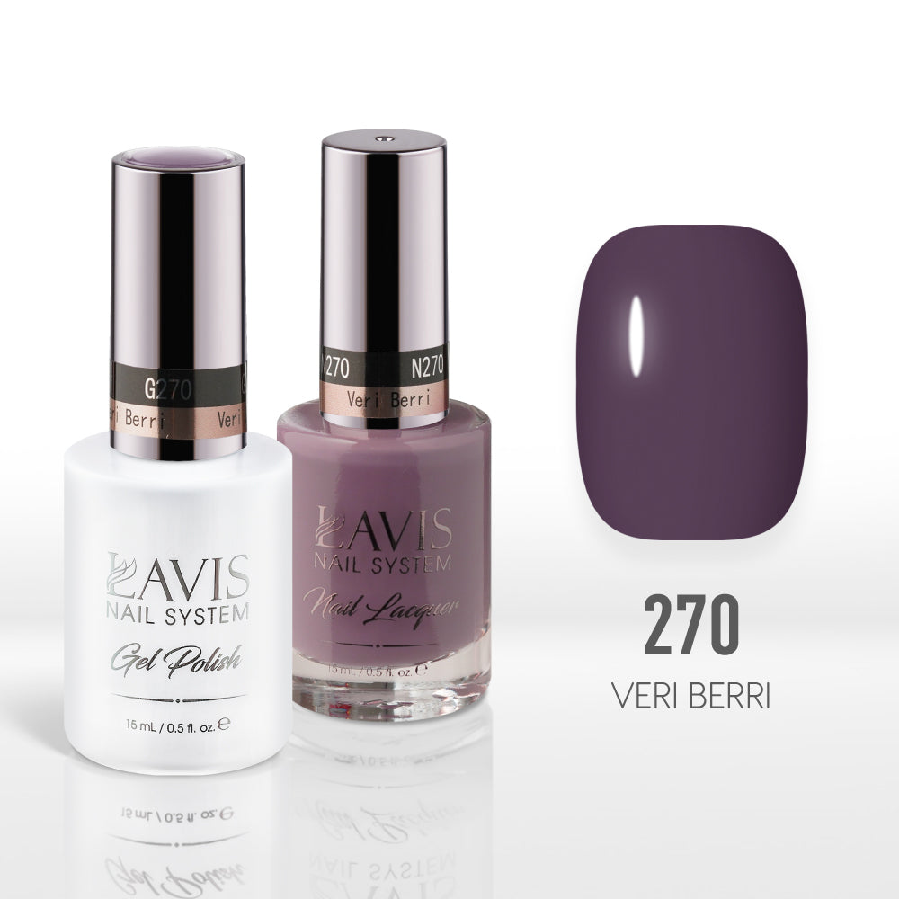 Lavis Gel Nail Polish Duo - 270 Mauve Colors - Veri Berri by LAVIS NAILS sold by DTK Nail Supply