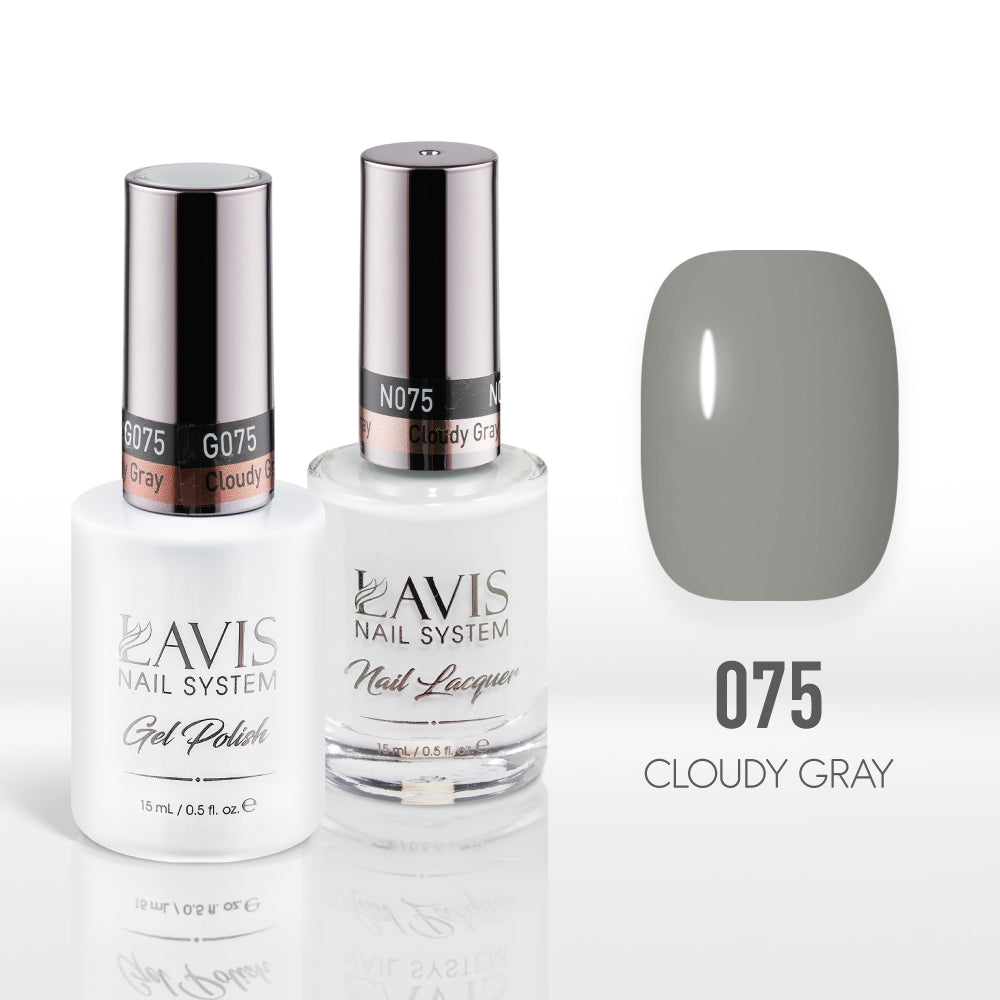  Lavis Gel Nail Polish Duo - 075 Cloudy Gray by LAVIS NAILS sold by DTK Nail Supply