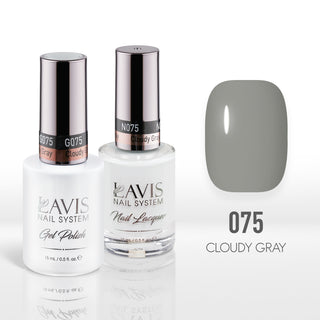  Lavis Gel Nail Polish Duo - 075 Gray, Beige Colors - Cloudy Gray by LAVIS NAILS sold by DTK Nail Supply