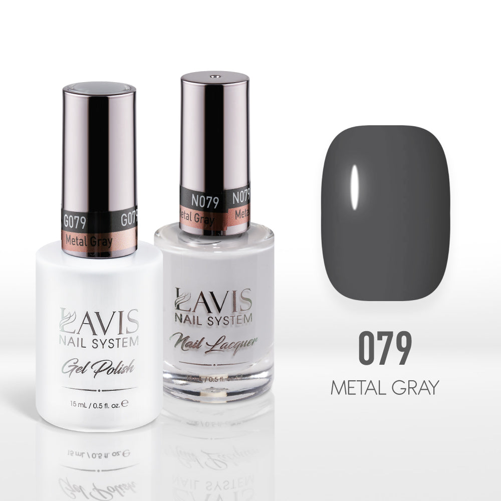  Lavis Gel Nail Polish Duo - 079 Metal Gray by LAVIS NAILS sold by DTK Nail Supply