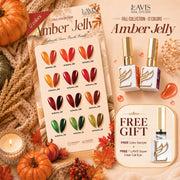 LAVIS Amber Jelly Collection Gel Polish Set 12 Colors 0.5 oz + FREE Sample Color Chart + FREE LAVIS Super Clear Cat Eye