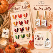 LAVIS Set 12 Colors - Gel Polish 0.5 oz - Amber Jelly Collection, FREE Color Sample + FREE 1 LAVIS Super Clear Cat Eye