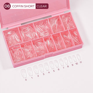LDS - 06 Coffin Short Clear Nail Tips (Full Cover) (Box of 600PCS)