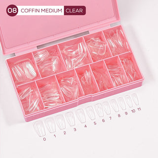 LDS - 08 Coffin Medium Clear Nail Tips (Full Cover) (Box of 600PCS)