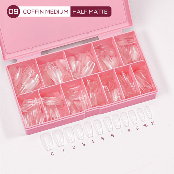 LDS - 09 Coffin Medium Half Matte Nail Tips (Full Cover) (Box of 600PCS)