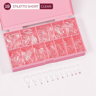LDS - 19 Stiletto Short Clear Nail Tips (Full Cover) (Box of 600PCS)