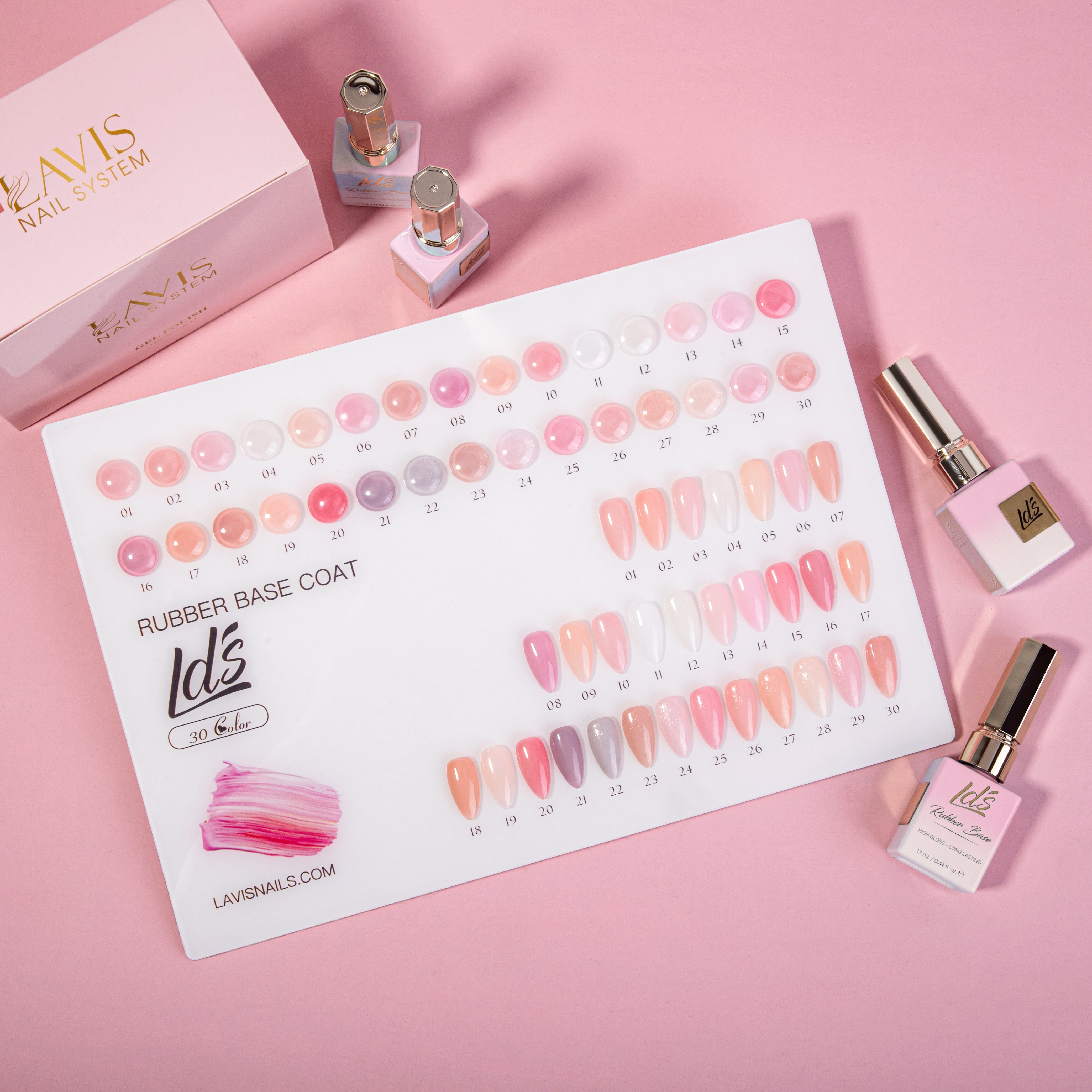 LDS Rubber Base Gel (Ver 2) - Set 30 Colors - GEL POLISH 0.5 OZ - Bouncy Blush Collection