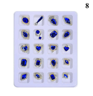 3D Shiny Crystal Zircon Rhinestones for Nails Design Mix 20 Heart Shapes Crystal Diamonds Stone Bling Nail Charm for Nail Art DIY Craft Blue