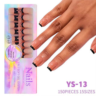 3-in-1 Coattips - French Nails Tips Full Cover Press on Nails - YS13