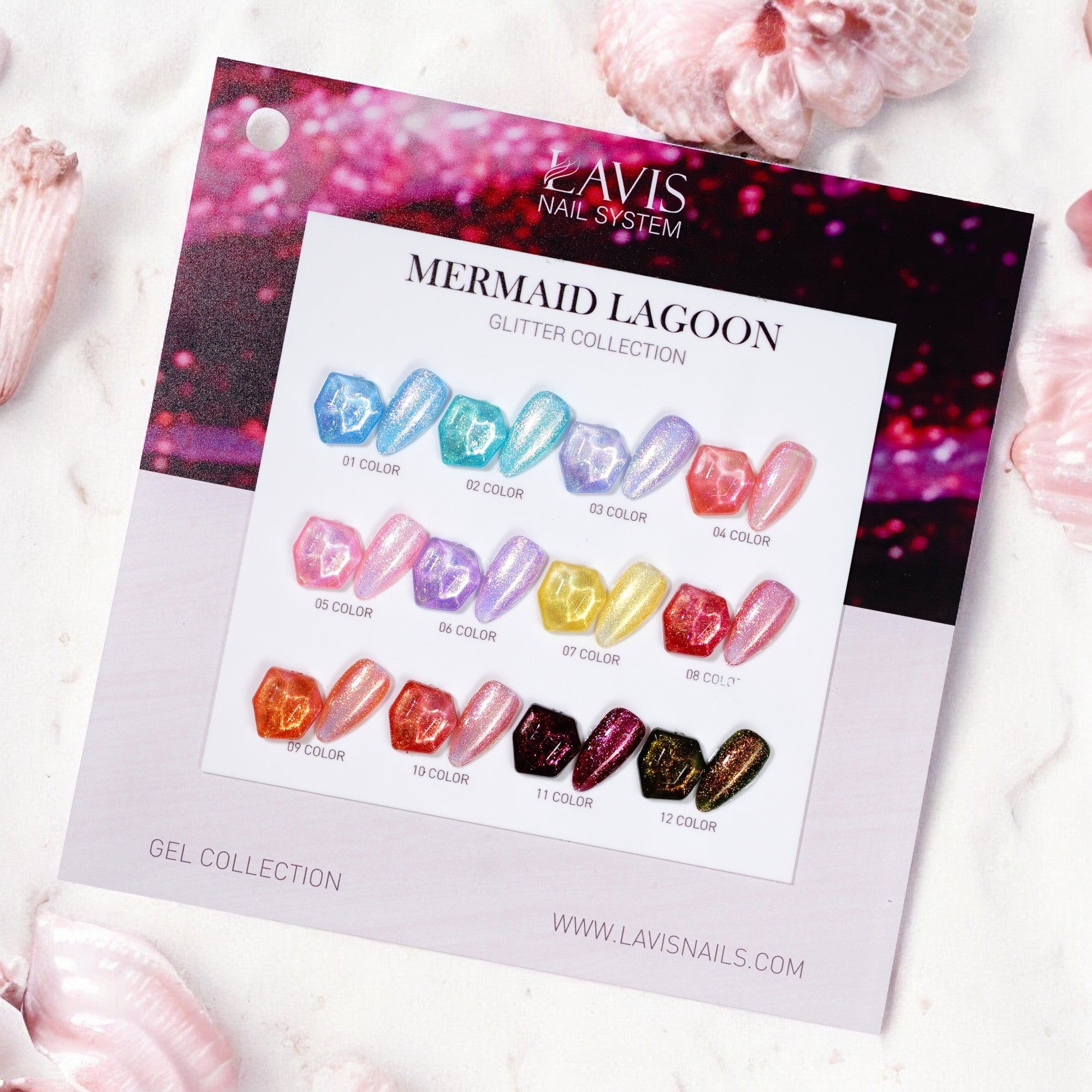 (Sample) LAVIS MM 12 Colors - Gel Polish 0.5oz - Mermaid Lagoon Glitter Collection