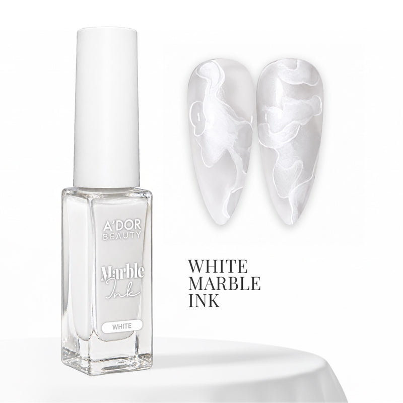 A'DOR Marble Ink - White 10ml Nail Art Liner Ink - DTK Nail Supply