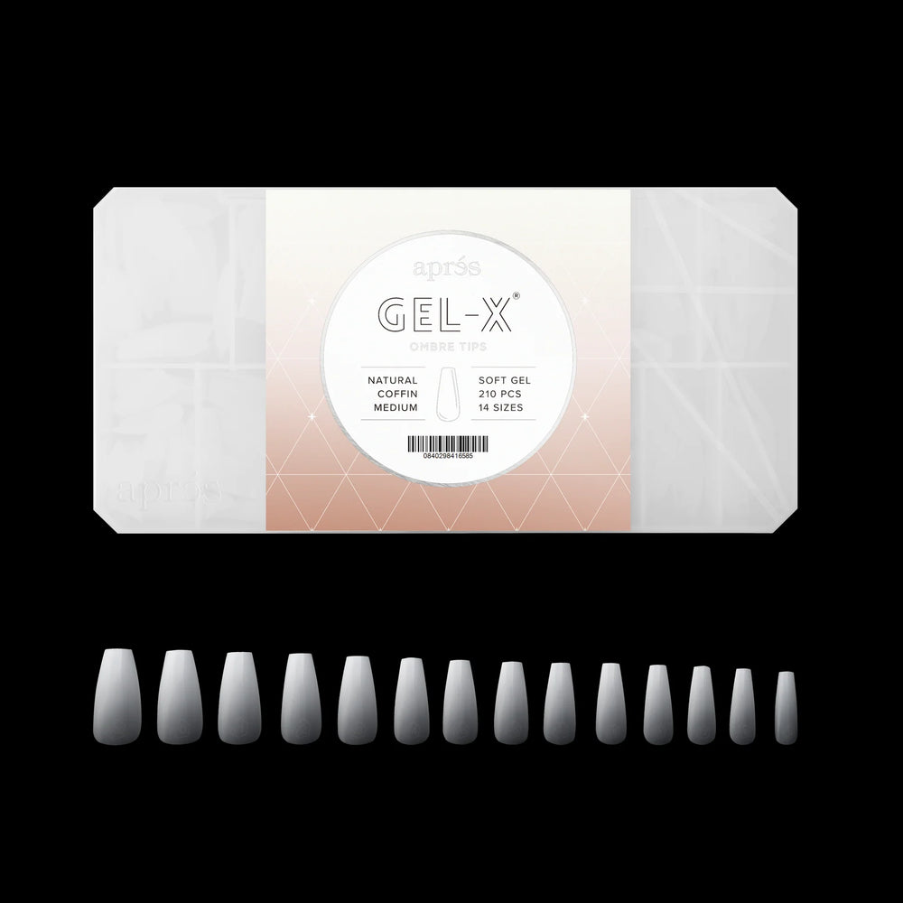  Apres Gel-X Ombre Tips  - Natural Coffin Medium by Apres sold by DTK Nail Supply