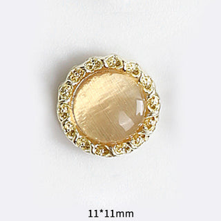 #59 Gold Tan LX2 #055-064 2PCS Pearl Frame Circle Nail Charm by Nail Charm sold by DTK Nail Supply