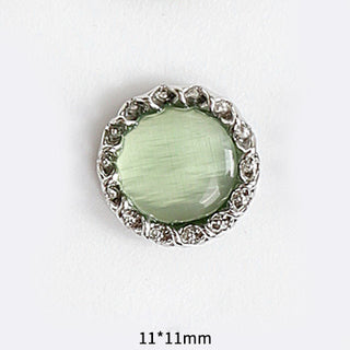 #62 Silver Green LX2 #055-064 2PCS Pearl Frame Circle Nail Charm by Nail Charm sold by DTK Nail Supply