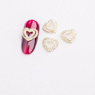  LX2 #187 2PCS Gold Halo Heart Nail Charm - White by Nail Charm sold by DTK Nail Supply