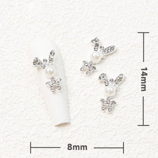  LX2 #133 2PCS Pearl Head Silver Bunny Nail Charm by Nail Charm sold by DTK Nail Supply