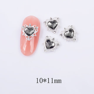 #282 Black LX2 #274-282 2PCS Silver Regal Heart Nail Charm by Nail Charm sold by DTK Nail Supply