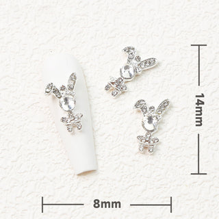  LX2 #136 2PCS Crystal Head Silver Bunny Nail Charm by Nail Charm sold by DTK Nail Supply