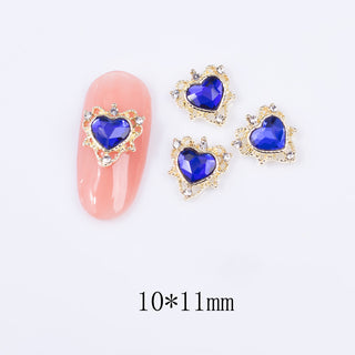 #285 Blue LX2 #273-286 2PCS Gold Regal Heart Nail Charm by Nail Charm sold by DTK Nail Supply