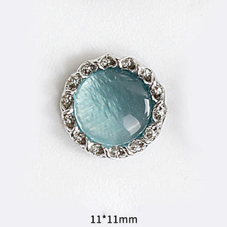 #64 Silver Blue LX2 #055-064 2PCS Pearl Frame Circle Nail Charm by Nail Charm sold by DTK Nail Supply