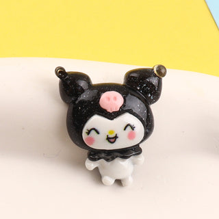 #352 2PCS Clay Happy Kuromi Nail Charm - Black