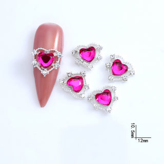 #270 Hot Pink LX2 #258-270 2PCS Silver Halo Heart Nail Charm by Nail Charm sold by DTK Nail Supply