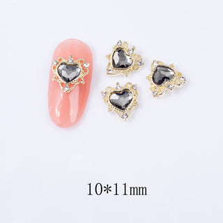 #281 Black LX2 #273-286 2PCS Gold Regal Heart Nail Charm by Nail Charm sold by DTK Nail Supply