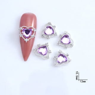 #268 Purple LX2 #258-270 2PCS Silver Halo Heart Nail Charm by Nail Charm sold by DTK Nail Supply