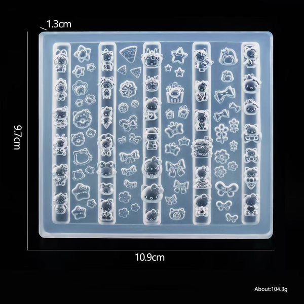 3D Nail Charm Mold 15 - Kitty & Assorted charms