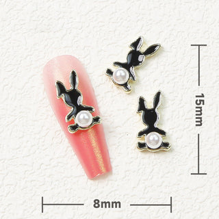 #130 Black LX2 #130-131 2PCS Bunny Pear Tail Nail Charm by Nail Charm sold by DTK Nail Supply