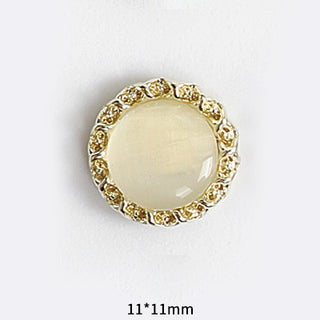 #63 Gold Yellow LX2 #055-064 2PCS Pearl Frame Circle Nail Charm by Nail Charm sold by DTK Nail Supply