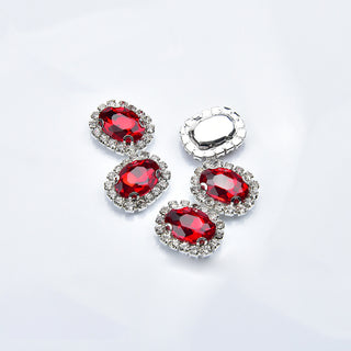 #173 Red LX2 #168-174 2PCS Diamond Frame Oval Gem Nail Charm by Nail Charm sold by DTK Nail Supply