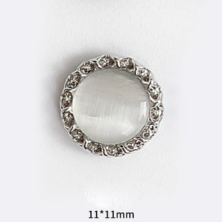 #58 Silver White LX2 #055-064 2PCS Pearl Frame Circle Nail Charm by Nail Charm sold by DTK Nail Supply