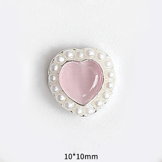 #46 Silver Pink LX2 #045-054 2PCS Pearl Frame Heart Nail Charm by Nail Charm sold by DTK Nail Supply