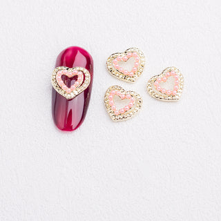  LX2 #185 2PCS Gold Halo Heart Nail Charm - Pink by Nail Charm sold by DTK Nail Supply