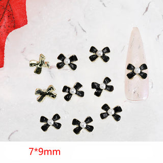 #345 Black LX2 #345-346 2PCS Pearl Bow Nail Charm by Nail Charm sold by DTK Nail Supply