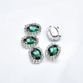 #174 Green LX2 #168-174 2PCS Diamond Frame Oval Gem Nail Charm by Nail Charm sold by DTK Nail Supply